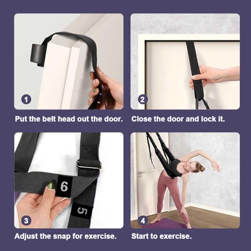 Aerial Yoga Rope for Door,Yoga Door Swing,Leg Stretcher Strap | Stretching Strap,Backbend Training Rope, Flexibility Trainer Stretching Equipment Assist Stretch for Gymnastics - color: black
