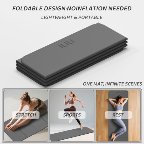 ILILI Foldable Yoga Mat 71 * 24 * 0.3 Inch - color: Grey