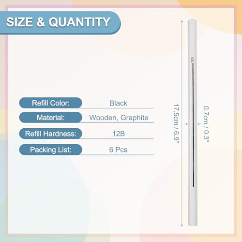 PATIKIL 12B Graphite Pencils for Drawing, 6Pcs Sketching Pencils Wood Art Supplies Set Hexagonal Pen Break-Resistant Lead for Painting Sketching Artist Design - style: 12B