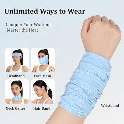 Cooling Sports Towel Wristband, Neck Gaiter Face Cover, Ice Silk Fabric for Instant Cooling & Sweat Absorption 2pcs - color: Green
