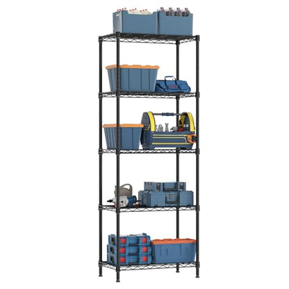 Golpart 5Tier Adjustable Storage Shelves Metal Wire Shelving Standing Shelf - color: Black, size: 5-tier-12"Dx22"Wx59"H