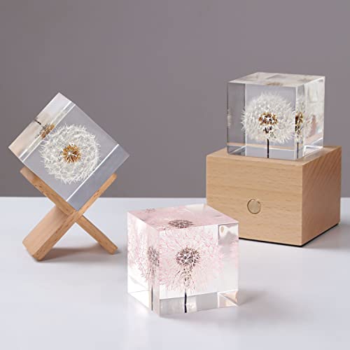 RESINWORLD Set of 4, 3", 2", 1.5", 1", 0.5" Clear Silicone Cube Molds, Large Deep Square Epoxy Resin Mold, Transparent Cube Silicone Molds for Resin Casting