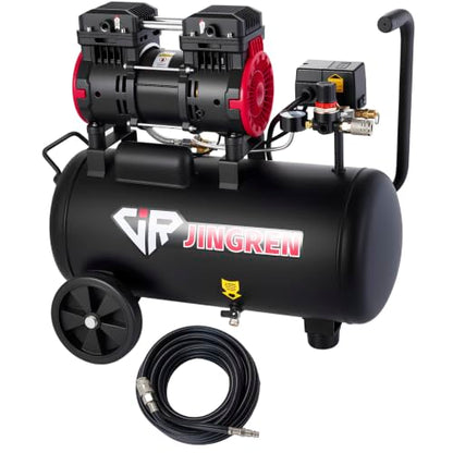 8 Gallon Quiet Oil Free Air Compressor With Air hose, Only 68dB, 2HP | Oilless Quiet Air Compressor, 4.2CFM, Max 120 PSI, 8 Gallon Air Tank for Car Repair, Spray Painting, Nailing With Air Hose
