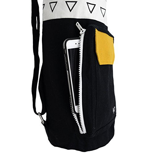 Open Road Goods Eco Friendly Yoga Mat Bag | Organic Yoga Bag For Extra Wide Mats | Yoga Mat Carrier for Men & Women: Full Zip, Adjustable Carry, Pockets, 100% Cotton Canvas - color: Triangle
