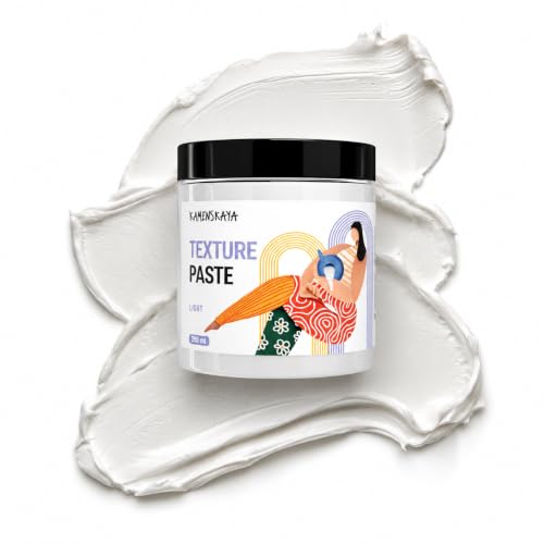 KAMENSKAYA Light Texture Paste 8.45 fl oz / 250 ml – Acrylic Modeling Paste for Canvas, White Texture Medium for Acrylic Painting, Crack-Resistant, Sandable, Made in EU - color: Light Texture, size: 8.45 Fl Oz (Pack of 1)