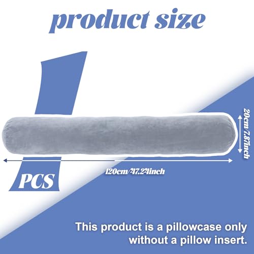 TIESOME Round Body Pillow Cover,7.9 x 47 Inch Round Bolster Body Pillow Case Soft Long Full Body Pillowcase with Zipper for Bedroom (Note: This Purchase is for a case only)