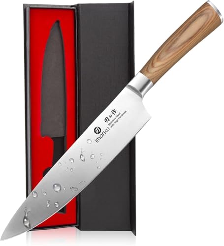 imarku 8 Inch Japanese SUS440A High Carbon Gyutou Chef Knife, Golden Handle | Stainless Steel Knife for Kitchen, Daily Cooking Prep, Ultra Sharp Edge, Balanced Grip, Birthday Gift for Chefs - color: Golden