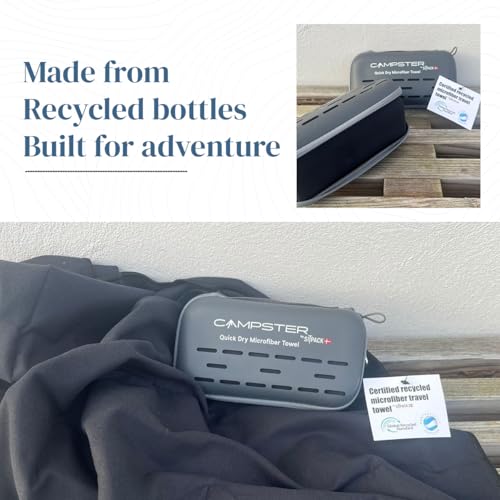 Microfiber Travel Towel - Ultra Absorbent, Quick Dry Towel, Lightweight & Compact, Perfect for Camping, Hiking, Gym, Swimming (60x120cm, 200gsm, Black) - Made from Recycled Plastic Bottles