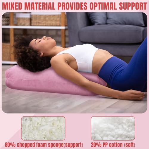MABOZOO Yoga Bolster Pillow, Rectangular Bolster for Restorative Yoga & Meditation, Professional Meditation Cushion with Carry Handle, 27"X10"X6" - color: Pink