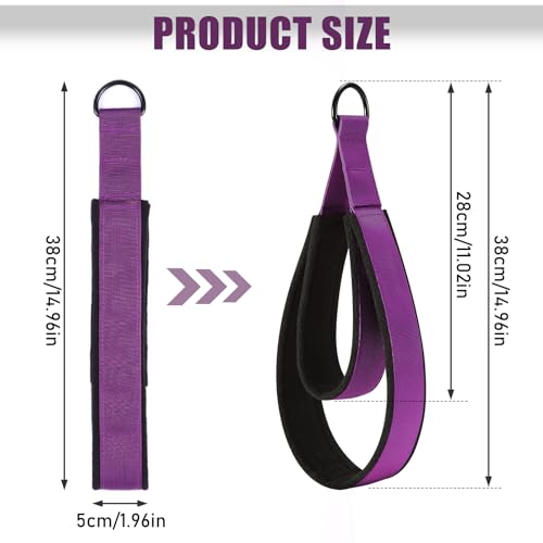 TOBWOLF 2PCS Pilates Straps for Reformer, Double Loop D Ring Foot Hand | Non Slip Padded Grip | Sweat-Resistant Comfort for Pilates | Exercise Straps for Yoga & Home Gym Workouts - color: Purple