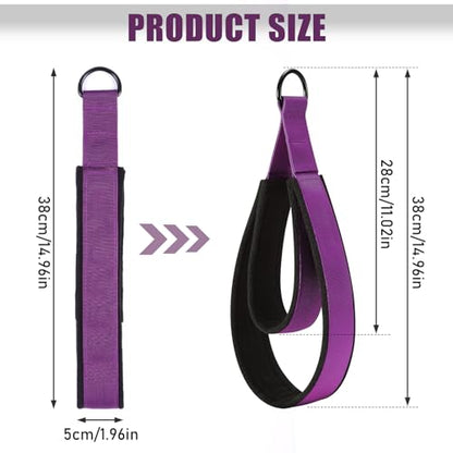 TOBWOLF 2PCS Pilates Straps for Reformer, Double Loop D Ring Foot Hand - color: Purple