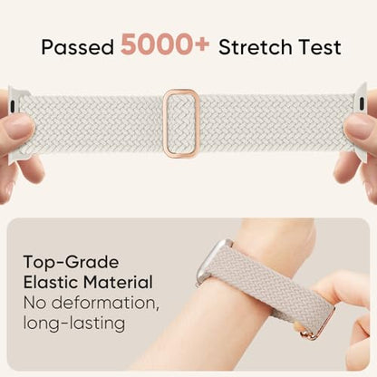 Braided Stretchy Nylon Band Compatible for Apple Watch Bands Women Men - color: Starlight, size: 38mm/40mm/41mm/42mm
