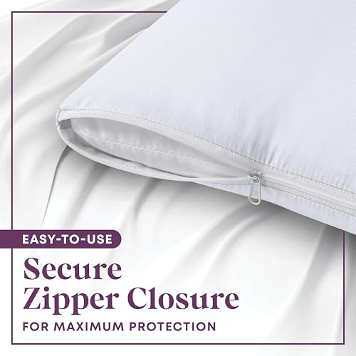 CirclesHome Pillow Protectors 8 Pack Standard Zippered - 100% Cotton Breathable Pillowcases - Protects Pillows from Dirt, Dust and Debris (Standard - Set of 8 - 20x26) - color: 1 - White, size: Standard (20 x 26 inches) - Set of 8