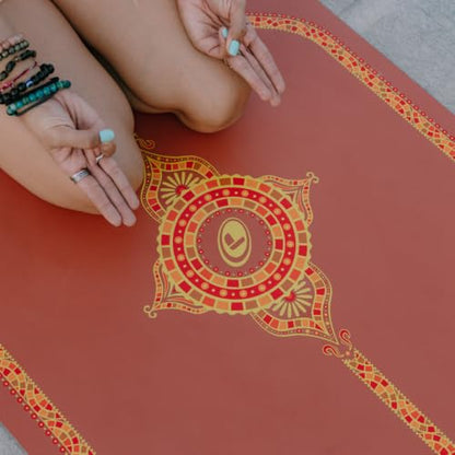 Liforme Printed Yoga Mat - Patented Alignment Design, Ultimate Grip - color: Tantalising Terracotta - Terracotta
