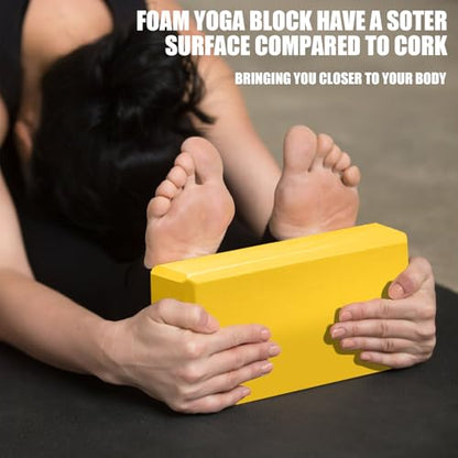 Septo 2 Pcs Yoga Blocks, 9x6x3 Inch Foam Blocks for Pilates - color: Yellow