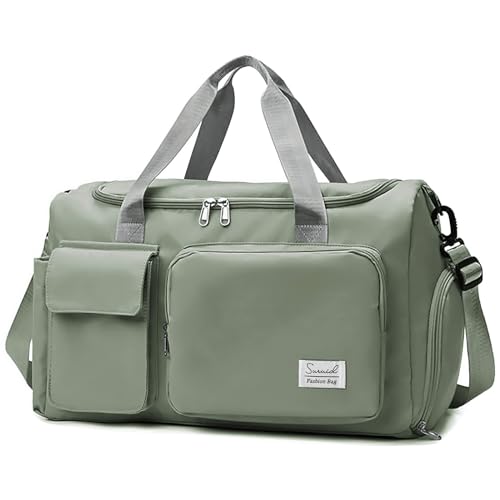 Suruid Gym Bag with Shoe Compartment, Sports Duffle Bag for Women, Dgreen - color: Dark Green