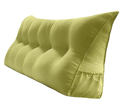 Peachwell Handmade Headboard Pillow-Queen Wedge Support Large Bolster Cushion Headboard Backrest Pillow with Removable Cover and Two Large Side Pockets(Lime, Queen: 59 x 8 x 20 inches) - color: Lime, size: Queen: 59 x 8 x 20 inches