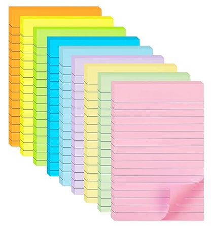 9 Pack Pastel Lined Sticky Notes 4X6 in Post and 9 Pack Pink Themed Colors Lined Sticky Notes with Lines 4X6 in Post