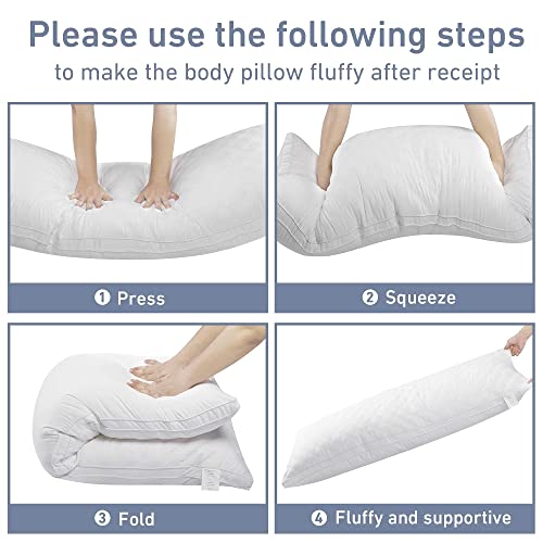 Leeden Adjustable Body Pillow 21 x 54 for Side Sleepers White | Soft polyester padding delivers full-body support for side sleepers, maternity rest, reading and daily relaxation. - color: White-side