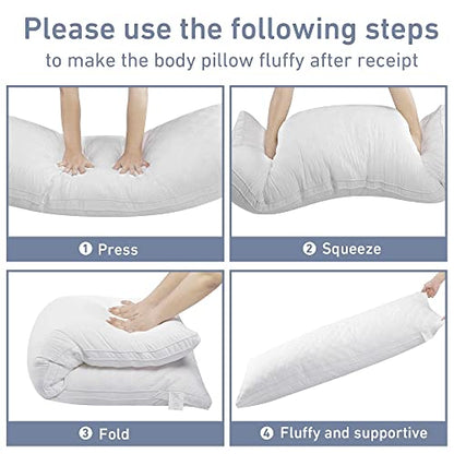 Leeden Adjustable Body Pillow 21 x 54 for Side Sleepers White | Soft polyester padding delivers full-body support for side sleepers, maternity rest, reading and daily relaxation. - color: White-side