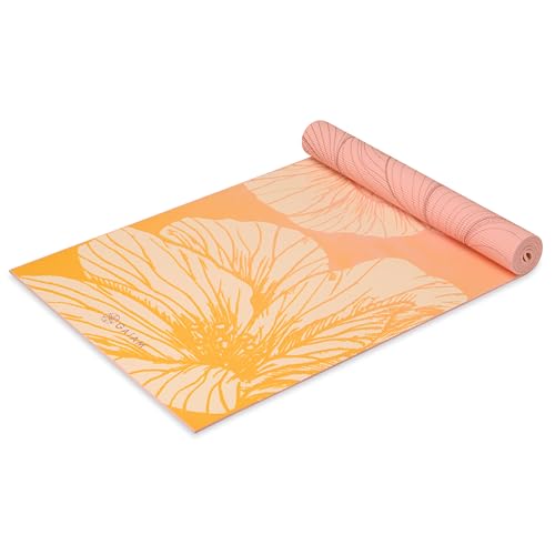 Gaiam Yoga Mat - Premium 6mm Print Reversible Extra Thick Non Slip Exercise & Fitness Mat for All Types of Yoga, Pilates & Floor Workouts (68" x 24" x 6mm Thick) - color: Dahlia Grains