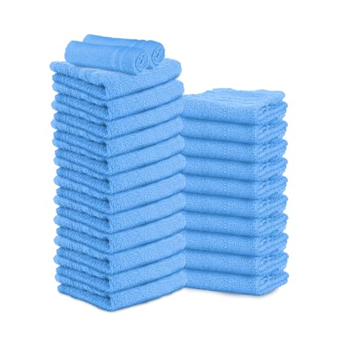 100% Cotton Salon Towel Set of 24|400 GSM|Soft Hand Towel|Bulk Hand |Cotton Salon Towels|Ideal for Spa Gym Bathroom Hotel|Absorbent||Not Bleach Proof|Quick Dry|Hand Towel 16 x 27 in|Blue - color: Blue, size: HAND TOWEL PACK OF 24 16X27