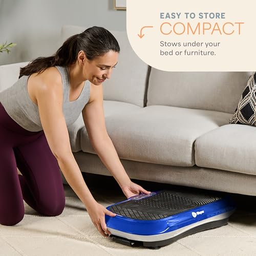 Lifepro Waver Vibration Plate Exercise Machine with 99 Speeds & 10 Presets | Resistance Bands, Non-Slip Surface, 330 lbs Capacity — Vibration Plate for Lymphatic Drainage, Body Toning, Full-Body Workout - color: Blue