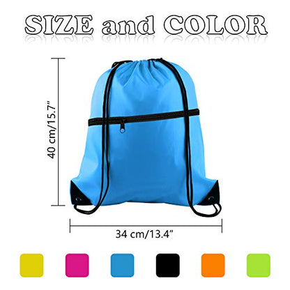 KUUQA 12Pcs Drawstring Bag Sports Gym String Backpack Bulk Cinch Bag - color: Colorful