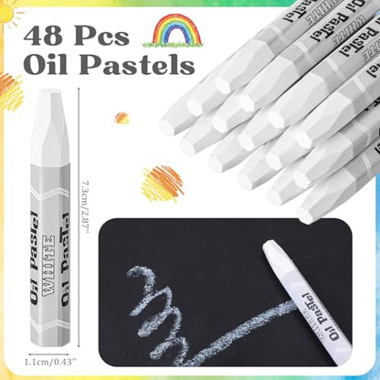 48 Pcs White Soft Oil Pastels Bulk Artists Oil Crayons Single Color Hexagonal Creamy Pastel for Artists Beginners Painting Drawing Relaxing Blending - color: White