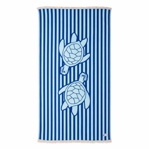 Turkish Beach Towel - 100% Organic Cotton - Soft, Quick-Dry, Sand Proof, Prewashed - Lightweight & Oversized for Beach, Pool, Yoga, Bath, Travel, Gym, Throw - Turtlebay (Navy) - color: Navy