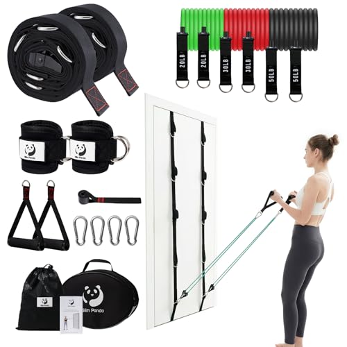 Slim Panda Door Anchor Strap for Resistance Bands - color: 15 Pcs Set（2 Door Anchor Straps+Resistance Band Set）