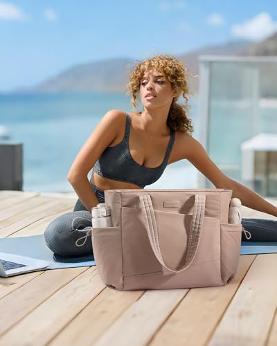 LOVEVOOK Travel Tote Bag for Women, Fits 15.6-Inch Laptop - color: Khaki, size: 15.6 inch