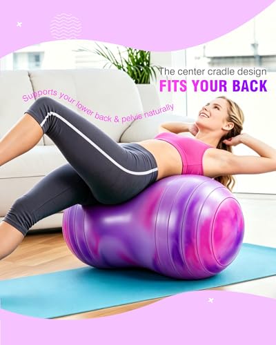ZOOJOY Peanut Ball for Kids and Adults | 18/20Inch Anti-Burst Exercise Ball - color: Pink & Purple, size: 39 x 20 Inch