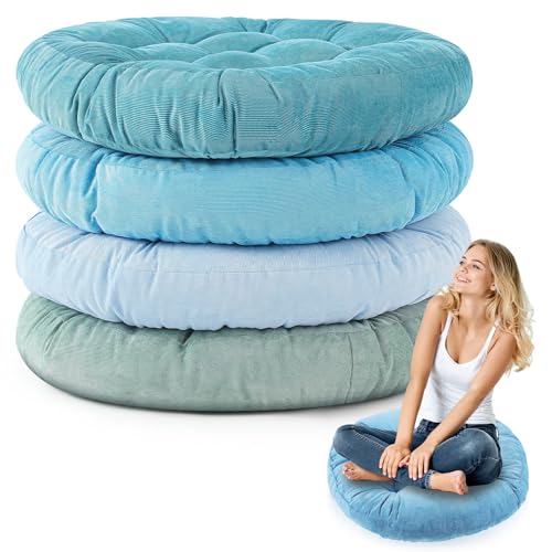 Jerify Cold Colors 4 Pcs Large Floor Pillow Cushion,Round 22 x 22 | Round Square Flexible Seating Floor Meditation Pillow for Classroom Adult Picnic Party Learning Daycare School Reading Corner - color: Cold Colors, size: Round 22 x 22