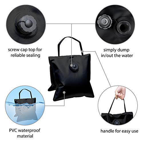 Eurmax USA 4-Pack Waterbag Weights,Photography Waterbags for Light Stands and Video Equipments,Heavy Duty Saddlebag for Backdrop Stand,Tripod,Canopy,Umbrella Base,Fishing Chair and Picnic Table(Black) - color: Black, style: Saddle Water