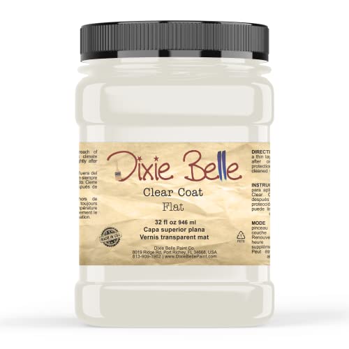 Dixie Belle Paint Company - Clear Coat Flat (32oz) - Polyacrylic Topcoat | Soft Matte Finish Polyacrylic Topcoat - Chalk-Friendly Furniture Paint Finish - color: Flat, size: 32 Fl Oz (Pack of 1)