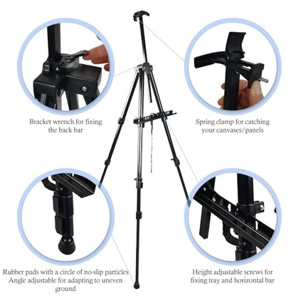 NS JYMB Easel Stand for Sign and Painting, 17-66 Inch Adjustable, Black | Portable metal tripod easel for display stand, canvas holder, floor, poster board, wedding signs and travel use - style: 66Black 1pack
