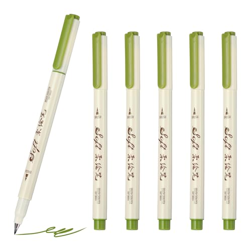 PATIKIL Fineliner Colored Pens, 6 Pcs Dark Green Felt Brush Tip Fineliner Marker Waterproof Ink Watercolor Coloring Book Art Supplies Set for Artist Journaling Scrapbooking - color: Dark Green