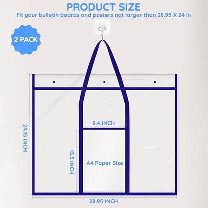 Large Poster Storage Bag, Extra-Large Portfolio Folder Art Portfolio Bag 30 x 25 Inches, Bulletin Board Poster Storage for Bulletin Boards, Scrapbooks, Keepsake, Anchor Chart (31" X 25", 2 Pack )