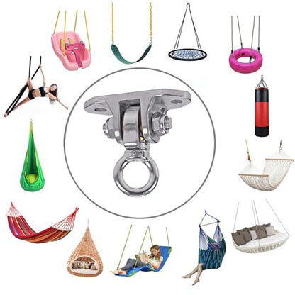 Stainless Steel Heavy Duty Swing Hanger 180°+360° Ceiling Swing Mount Free Swivel Swing Hook Swing Hardware Kit for Yoga Swing Hammock Chair Porch Swing Sets Heavy Punching Bag 1500 LB Capacity - size: 2 Holes-A