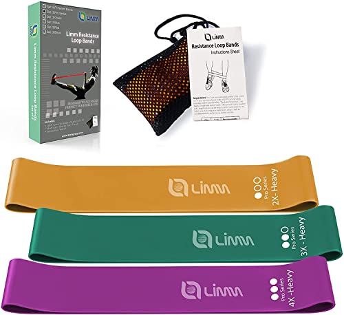 Fittest Pro by Limm Resistance Bands for Legs and Butt, Fabric Exercise Loop Bands Yoga, Pilates, Rehab, Fitness and Home Workout, Strength Bands for Booty - color: Resistance Bands - 12 inches - Set of 3 - Pro (35-80 lbs)