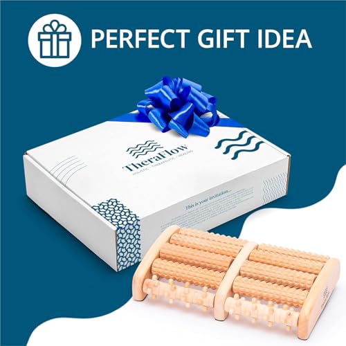 TheraFlow Foot Roller for Plantar Fasciitis Relief and Neuropathy Pain Relief for Feet - Wooden Foot Massager Roller Acupressure Tool with Reflexology Chart - Mom Gifts for Women and Men - size: Large