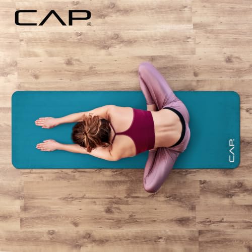 CAP 1" Extra Thick Yoga Mat, Exercise Mat with Strap, Multiple Colors - color: Teal
