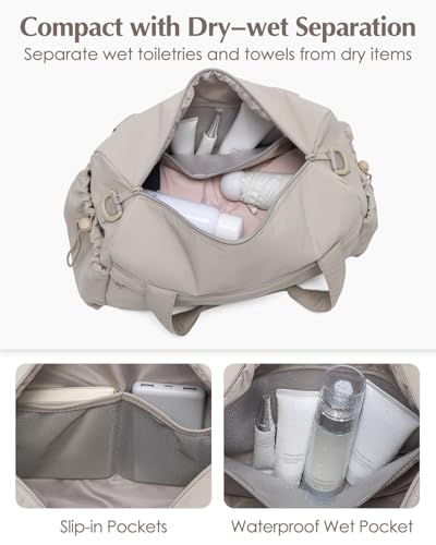 Small Gym Bag, Mini Gym Bag with Yoga Mat Holder & Wet Compartment, Camel - color: Puffer Camel