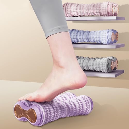 Foot Massager Roller for Plantar Foot Arch Trainer Fasciitis Relief Dual-Row Foot Massagers Waterproof Exercise Supply Purple