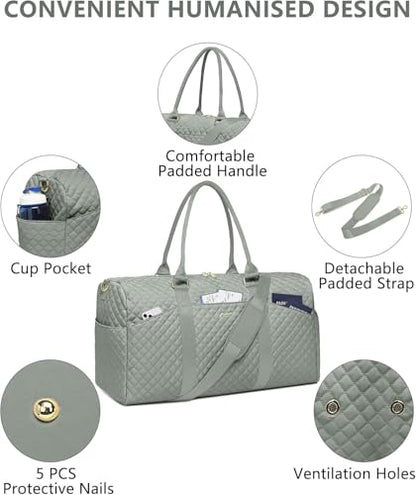 Women Weekender Travel Duffle Bag: Travel Duffel Overnight Bags with Shoe Compartment Large Carry on Tote with Toiletry Bag Weekend Traveling Yoga Gym Hospital Bag for Women with Wet Pocket Green - color: 04-Sage Green, size: X-Large