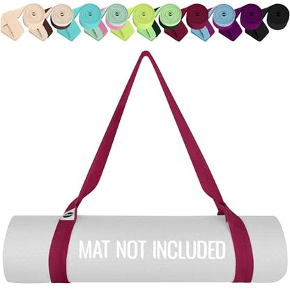 TECEUM Yoga Mat Strap – Extra Soft & Thick Cotton Carrier for All Mats - color: Deep Raspberry, size: 64 IN