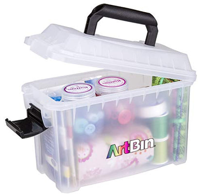 ArtBin 6815AG Mini Sidekick Carrying Case, Portable Art & Craft Organizer with Handle, [1] Plastic Storage Case, Clear - size: Mini