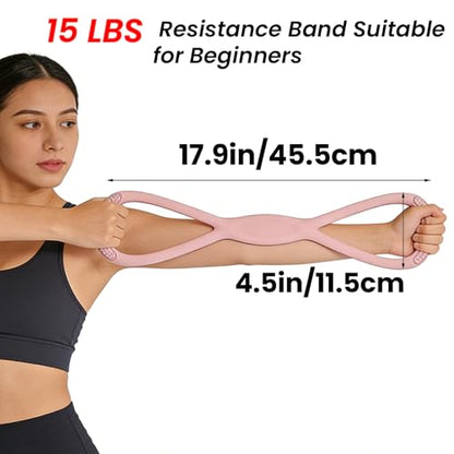 Figure 8 Resistance Band, Figure 8 Resistance Bands for Women Men,Resistance Band Figure for Working Out, Non-Slip Handles, Home Gym, Yoga & Physical Therapy - color: 15 LBS Pink