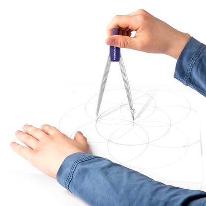 STAEDTLER Advanced Student Compass 2 Piece Set - Metal Compass with Quick-Set Center Wheel, Universal Adapter & Spare Lead, Draws Circles up to 10.25" - style: 2 Piece Set (Plastic Case)